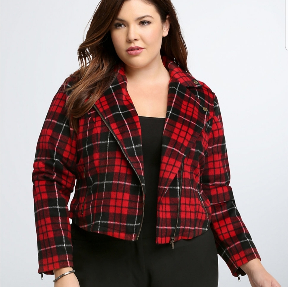 Red and Black Plaid Torrid Jacket